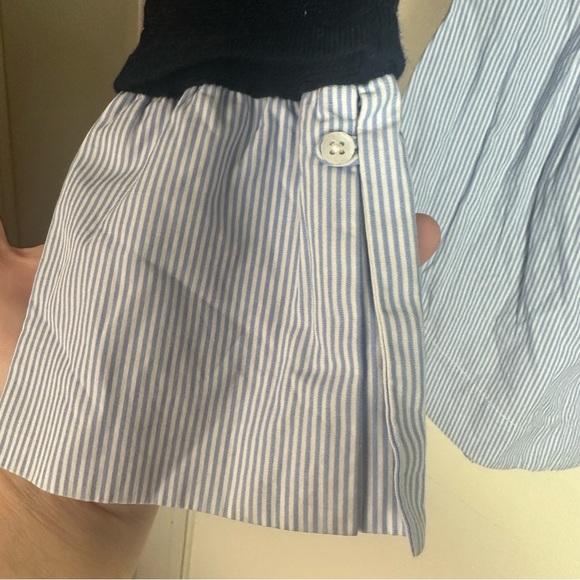 Club Monaco Blue White/Blue Striped Berdine Wool Bell Cuffs Sweater Shirt S/P - Picture 8 of 15